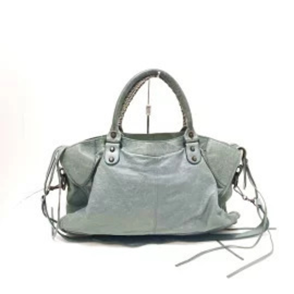 Balenciaga The Blue Handbag Leather Green Time Blue Green